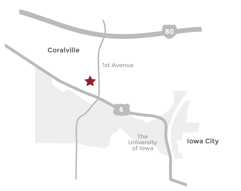 map of Sue Kirk Law location in Coralville